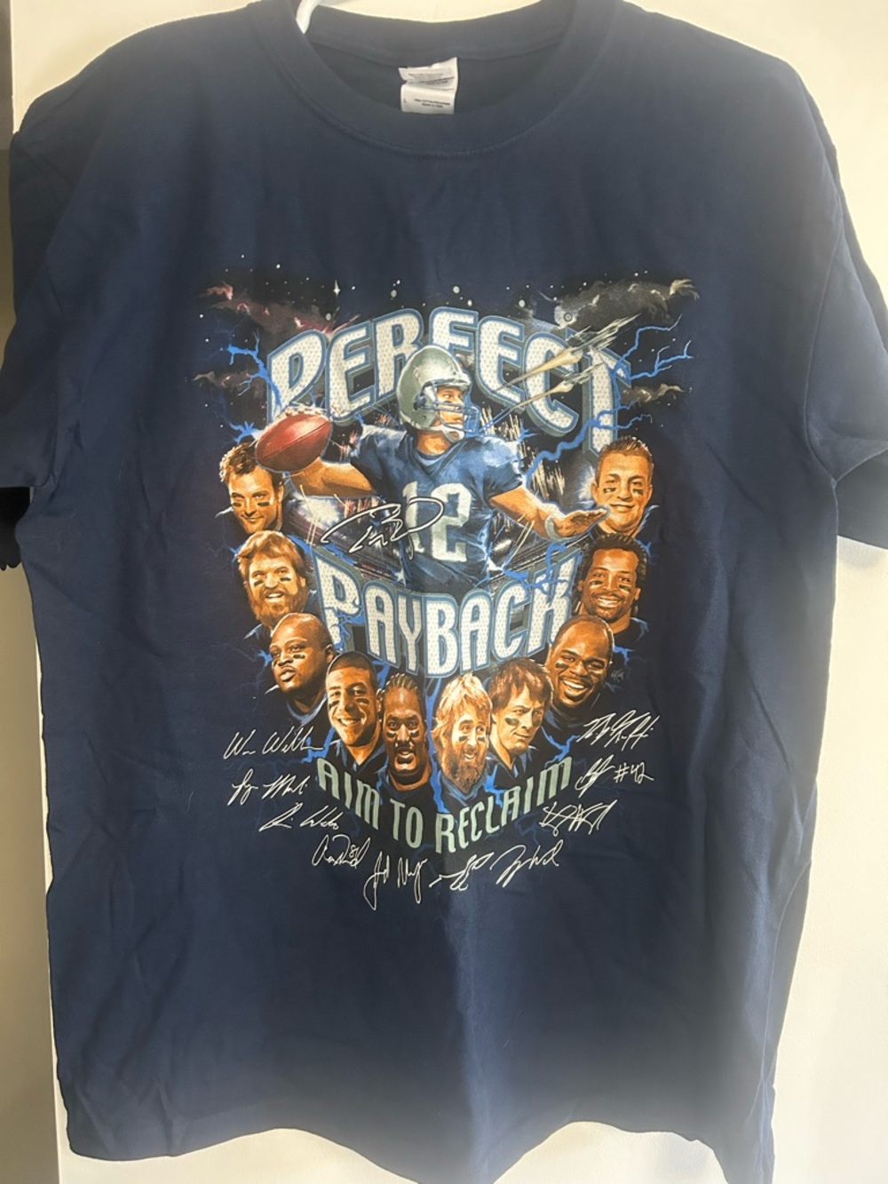 Gildan Navy 'Perfect Payback' Football Graphic Tee